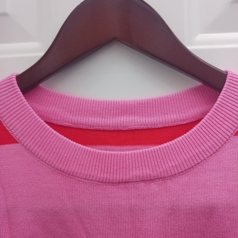 Vibrant Red and Pink Striped Women's Sweater - Picture 3 of 8